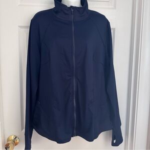 FILA Sport Women’s 2XL Navy Blue Full Zip Athletic Jacket Thumbholes Reflective